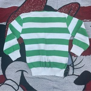 VINTAGE SKM GREEN WHITE STRIPED PULLOVER SWEATER SHIRT TOP SIZE 6X BOYS